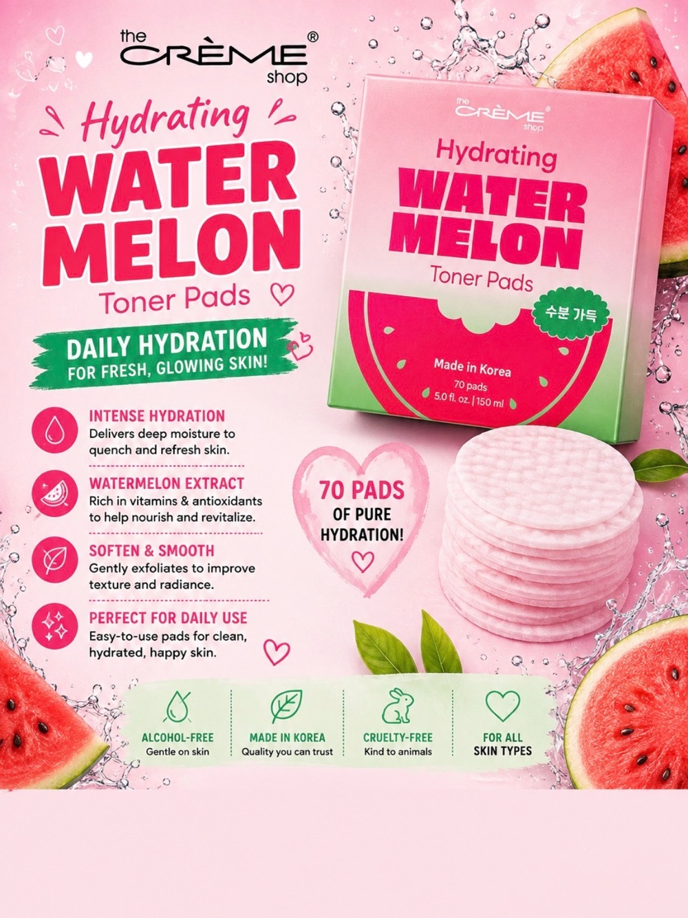 The Crème Shop Hydrating Watermelon Toner Pads 🍉